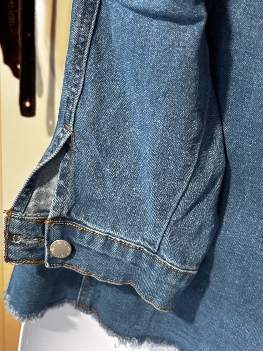 SHEIN Raw Hem Blue Denim Jacket - Picture 4 of 10